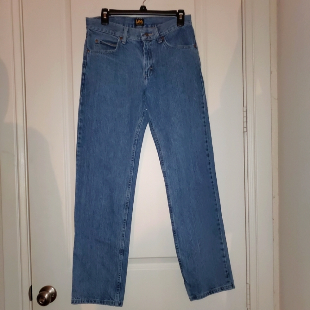 30 X 32 Lee Mens Blue Straight Jeans Classic Style